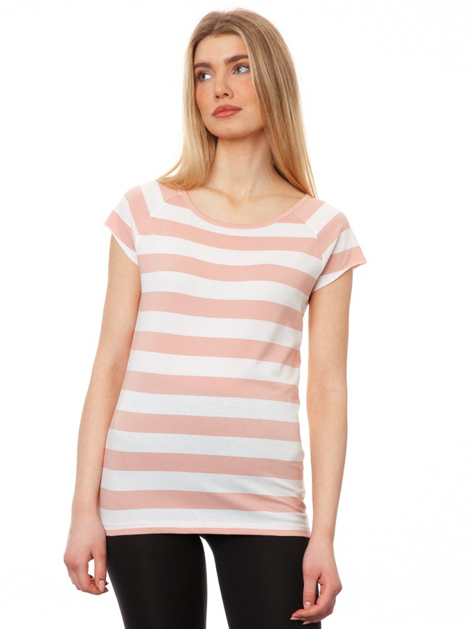Cap Sleeve Block Striped Light Pink from FellHerz T-Shirts - bio, fair & vegan