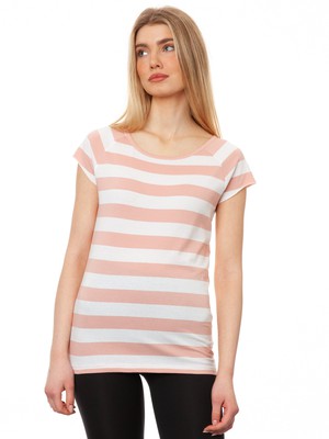 Cap Sleeve Block Striped Light Pink from FellHerz T-Shirts - bio, fair & vegan