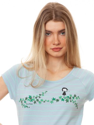 Ivy Girl Cap Sleeve striped light blue mint from FellHerz T-Shirts - bio, fair & vegan