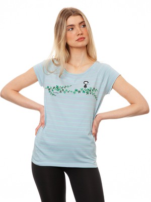 Ivy Girl Cap Sleeve striped light blue mint from FellHerz T-Shirts - bio, fair & vegan
