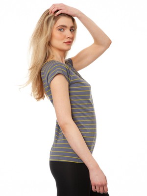 Cap Sleeve Striped Thunder Olive from FellHerz T-Shirts - bio, fair & vegan
