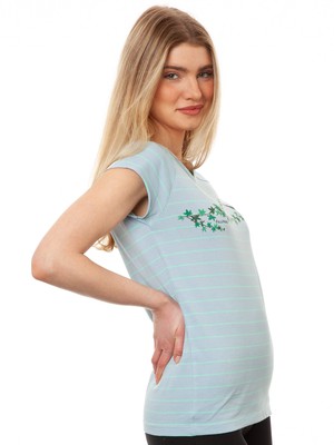 Ivy Girl Cap Sleeve striped light blue mint from FellHerz T-Shirts - bio, fair & vegan