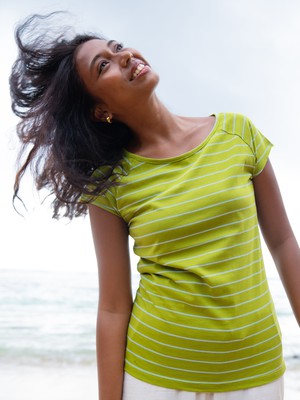 Cap Sleeve striped olive light blue from FellHerz T-Shirts - bio, fair & vegan