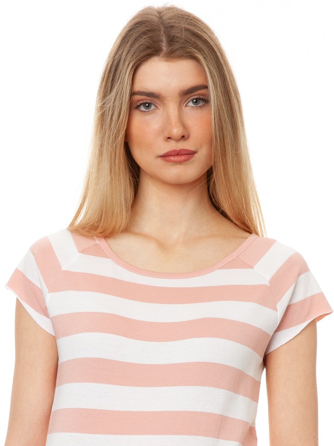 Cap Sleeve Block Striped Light Pink from FellHerz T-Shirts - bio, fair & vegan