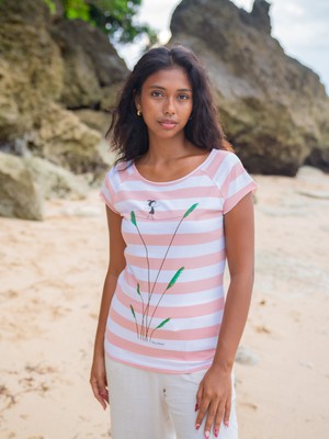 Seiltanz Cap Sleeve block striped light pink from FellHerz T-Shirts - bio, fair & vegan