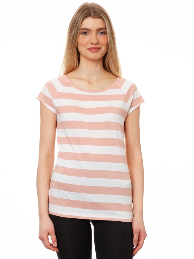Cap Sleeve Block Striped Light Pink from FellHerz T-Shirts - bio, fair & vegan