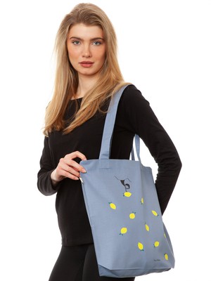 Lemon Girl Tote Bag light denim from FellHerz T-Shirts - bio, fair & vegan