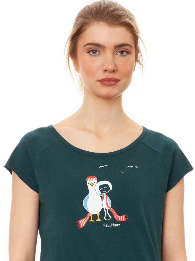 Seagull Love Cap Sleeve Deep Teal from FellHerz T-Shirts - bio, fair & vegan