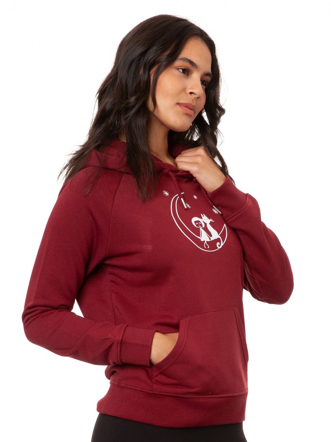 Moon Cat Hoodie burgundy from FellHerz T-Shirts - bio, fair & vegan