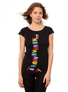 Books Girl Cap Sleeve black via FellHerz T-Shirts - bio, fair & vegan