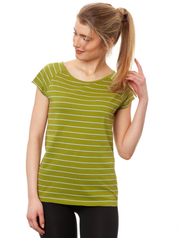 Cap Sleeve striped olive light blue from FellHerz T-Shirts - bio, fair & vegan