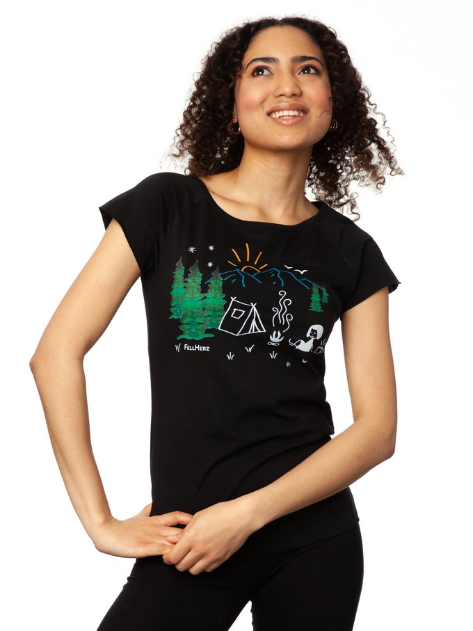 Camping Girl Cap Sleeve black from FellHerz T-Shirts - bio, fair & vegan