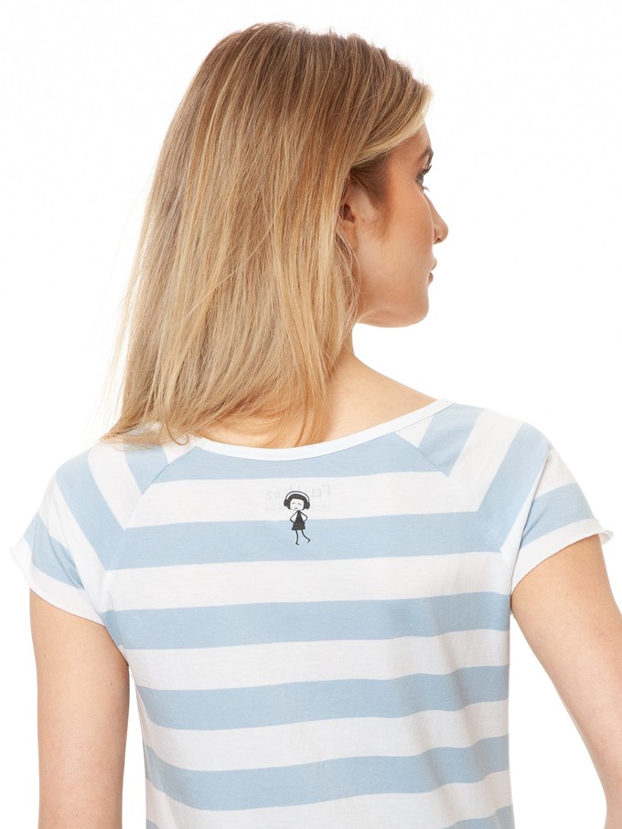Red Chilli Cap Sleeve block striped light blue from FellHerz T-Shirts - bio, fair & vegan