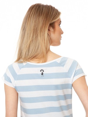 Red Chilli Cap Sleeve block striped light blue from FellHerz T-Shirts - bio, fair & vegan