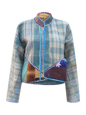 kantha vintage crop jacket meena from Fifth Origins
