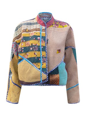 kantha vintage crop jacket meena from Fifth Origins