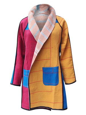 kantha vintage coat short surprise me from Fifth Origins