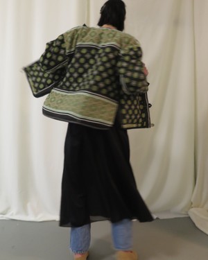 Our "GREEN PAISLEY "  Reversible Blanket Made COAT - XS/S from Fitolojio Workshop