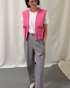 Our "PINK ROSE " Wool Blanket made VEST - S from Fitolojio Workshop