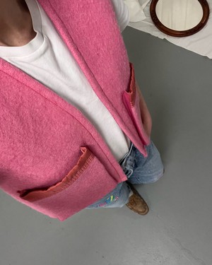 Our "PINK ROSE " Wool Blanket made VEST - S from Fitolojio Workshop