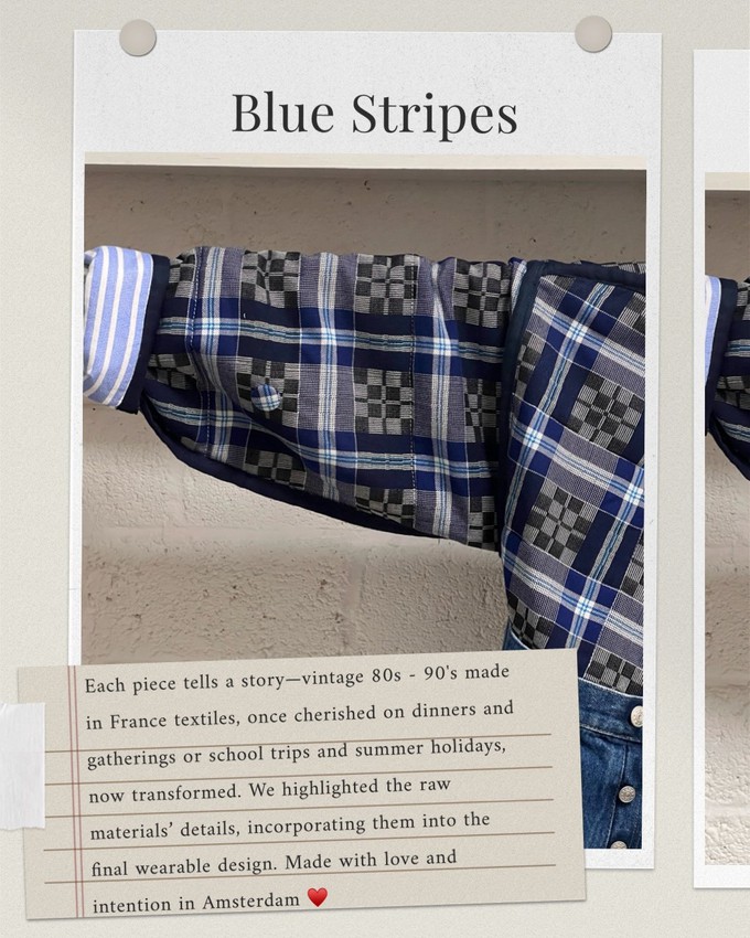 Our "BLUE STRIPES " UNISEX Reversible Blankets Made COAT - S/M/L from Fitolojio Workshop