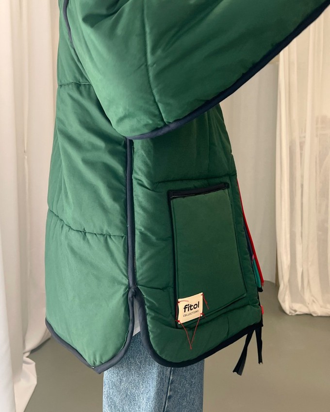 Our "LISA'S STRIPES"  Reversible Blanket Made COAT - M/L from Fitolojio Workshop