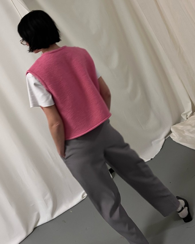Our "PINK ROSE " Wool Blanket made VEST - S from Fitolojio Workshop