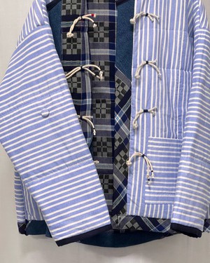 Our "BLUE STRIPES " UNISEX Reversible Blankets Made COAT - S/M/L from Fitolojio Workshop