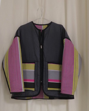 Our "SYNTH STRIPES"  Reversible Blanket Made COAT - M from Fitolojio Workshop