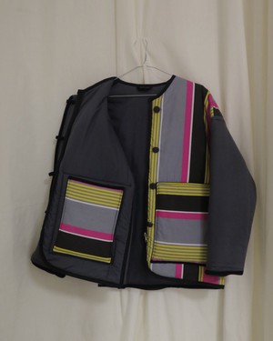 Our "SYNTH STRIPES"  Reversible Blanket Made COAT - M from Fitolojio Workshop