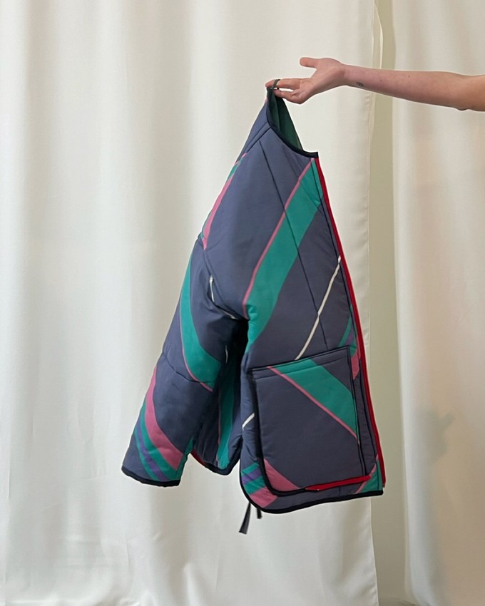 Our "LISA'S STRIPES"  Reversible Blanket Made COAT - M/L from Fitolojio Workshop