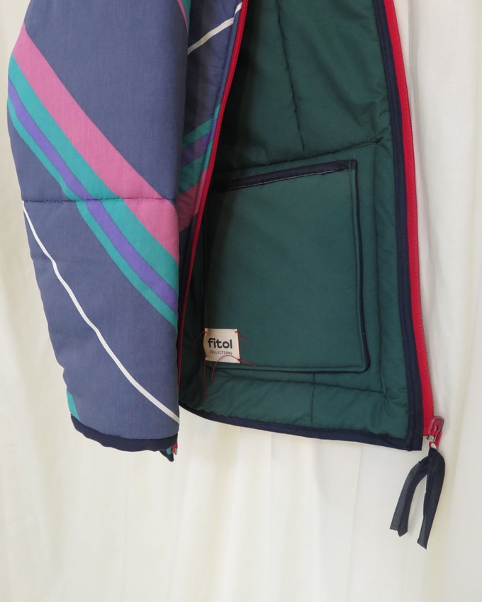 Our "LISA'S STRIPES"  Reversible Blanket Made COAT - M/L from Fitolojio Workshop