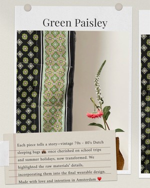 Our "GREEN PAISLEY "  Reversible Blanket Made COAT - XS/S from Fitolojio Workshop