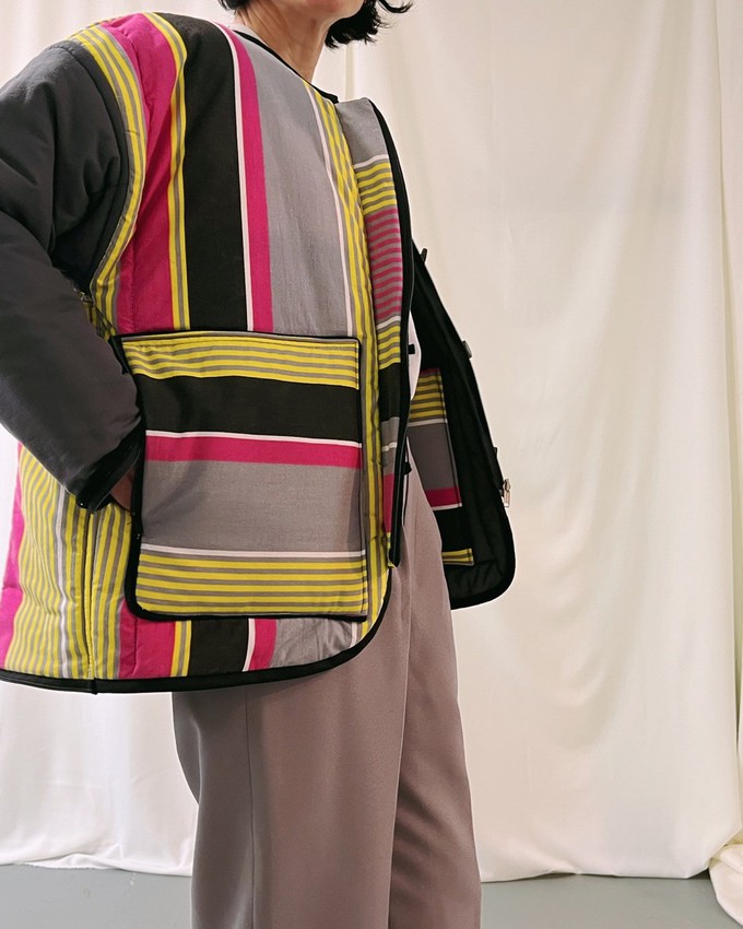 Our "SYNTH STRIPES"  Reversible Blanket Made COAT - M from Fitolojio Workshop