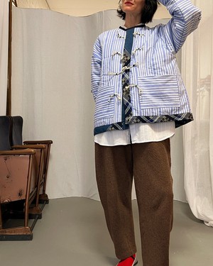 Our "BLUE STRIPES " UNISEX Reversible Blankets Made COAT - S/M/L from Fitolojio Workshop