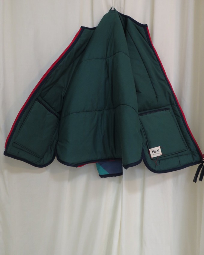 Our "LISA'S STRIPES"  Reversible Blanket Made COAT - M/L from Fitolojio Workshop