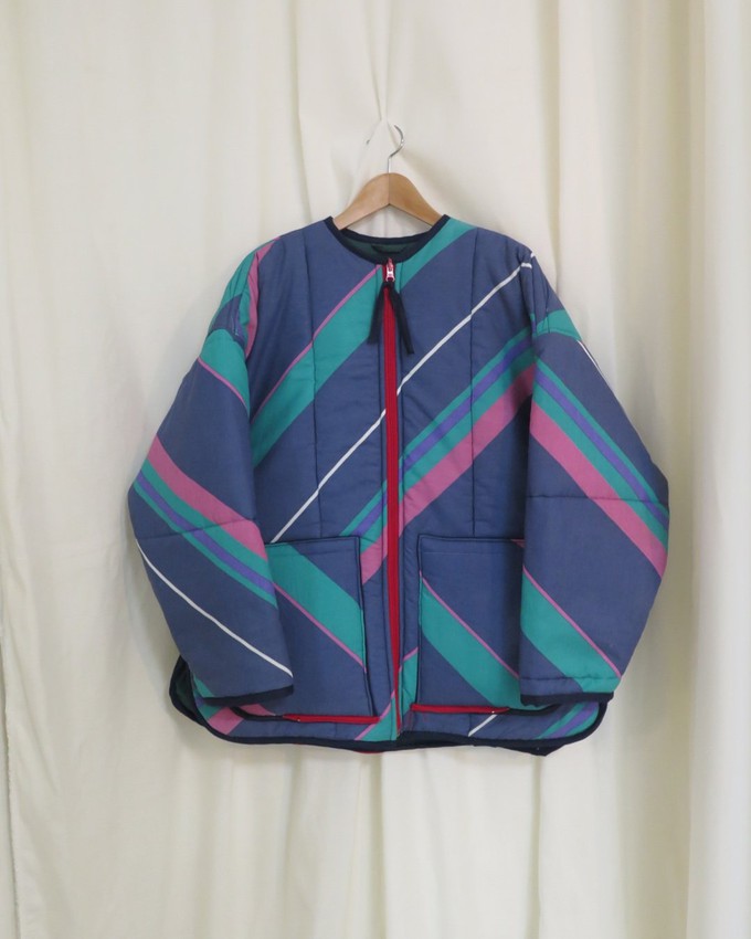 Our "LISA'S STRIPES"  Reversible Blanket Made COAT - M/L from Fitolojio Workshop