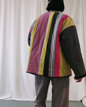Our "SYNTH STRIPES"  Reversible Blanket Made COAT - M from Fitolojio Workshop