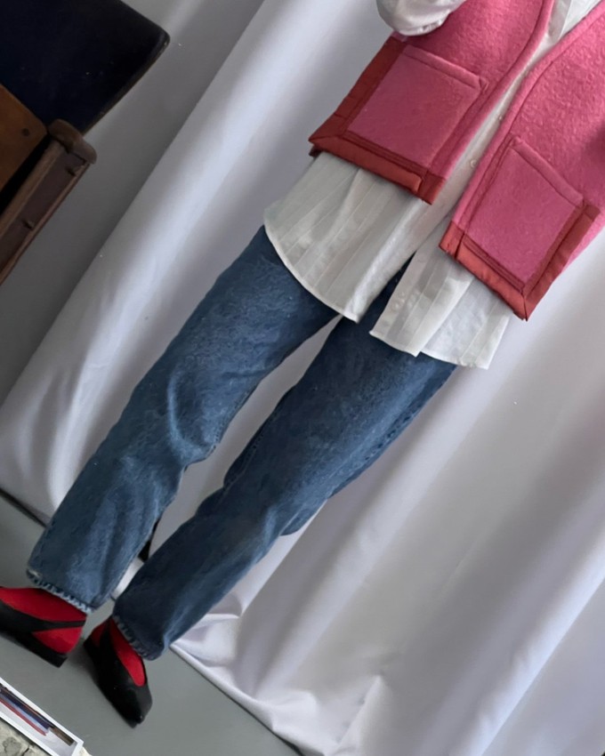 Our "PINK ROSE " Wool Blanket made VEST - M from Fitolojio Workshop
