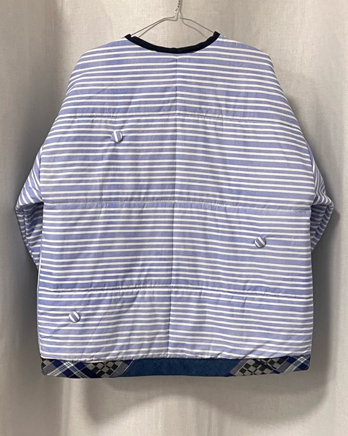 Our "BLUE STRIPES " UNISEX Reversible Blankets Made COAT - S/M/L from Fitolojio Workshop