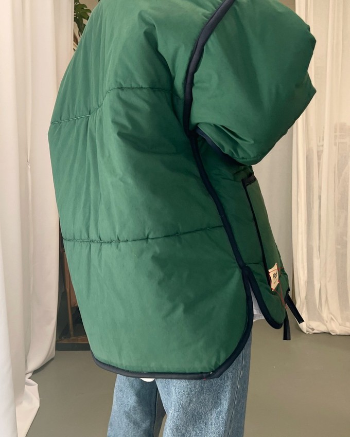 Our "LISA'S STRIPES"  Reversible Blanket Made COAT - M/L from Fitolojio Workshop