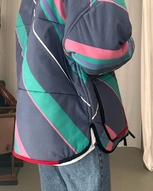 Our "LISA'S STRIPES"  Reversible Blanket Made COAT - M/L from Fitolojio Workshop
