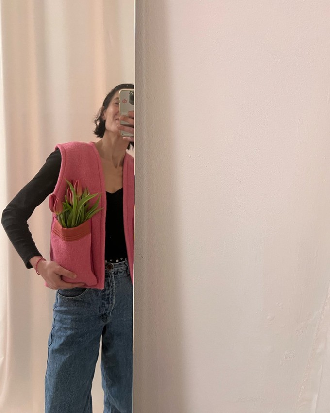 Our "PINK ROSE " Wool Blanket made VEST - S from Fitolojio Workshop