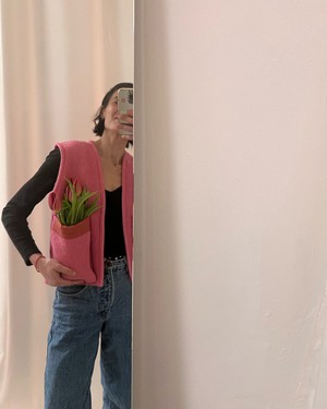 Our "PINK ROSE " Wool Blanket made VEST - S from Fitolojio Workshop