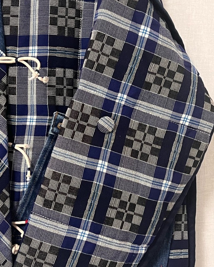 Our "BLUE STRIPES " UNISEX Reversible Blankets Made COAT - S/M/L from Fitolojio Workshop