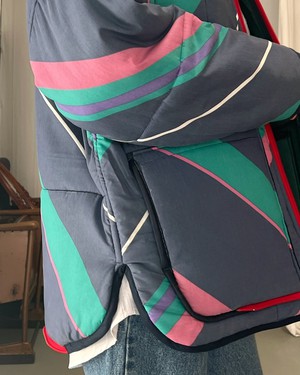 Our "LISA'S STRIPES"  Reversible Blanket Made COAT - M/L from Fitolojio Workshop