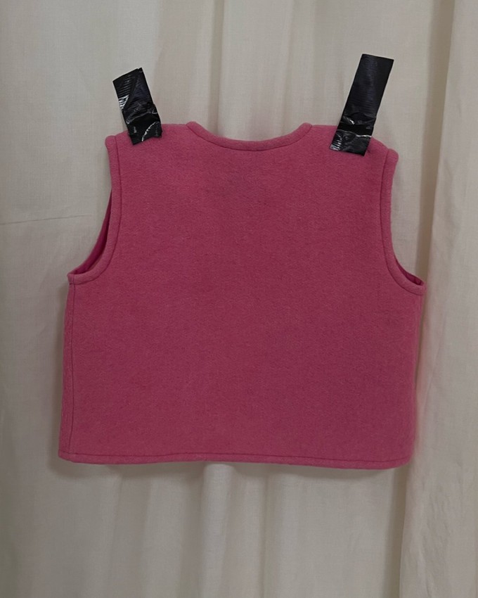 Our "PINK ROSE " Wool Blanket made VEST - S from Fitolojio Workshop