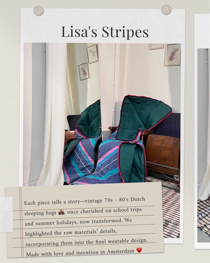 Our "LISA'S STRIPES"  Reversible Blanket Made COAT - M/L from Fitolojio Workshop