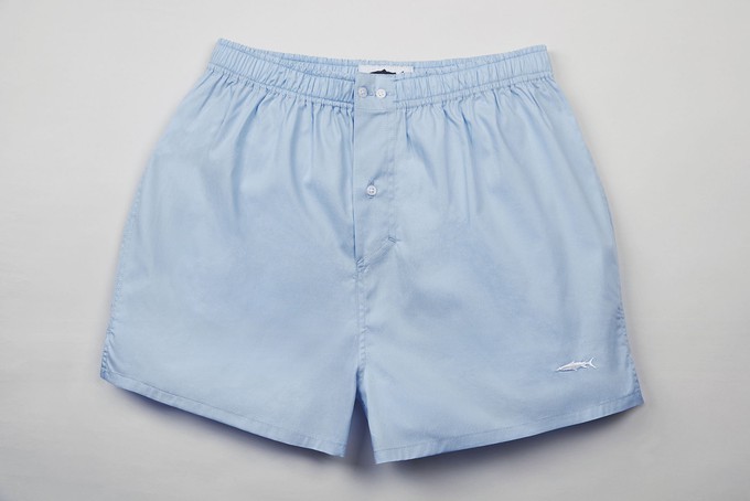 Powder Blue Cotton Boxer Shorts from Fleet London