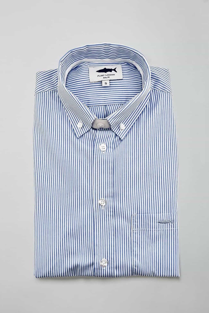 Blue Striped Cotton Shirt for Men from Fleet London